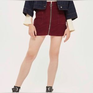TopShop Moro Maroon Corduroy Skirt Size 6 US